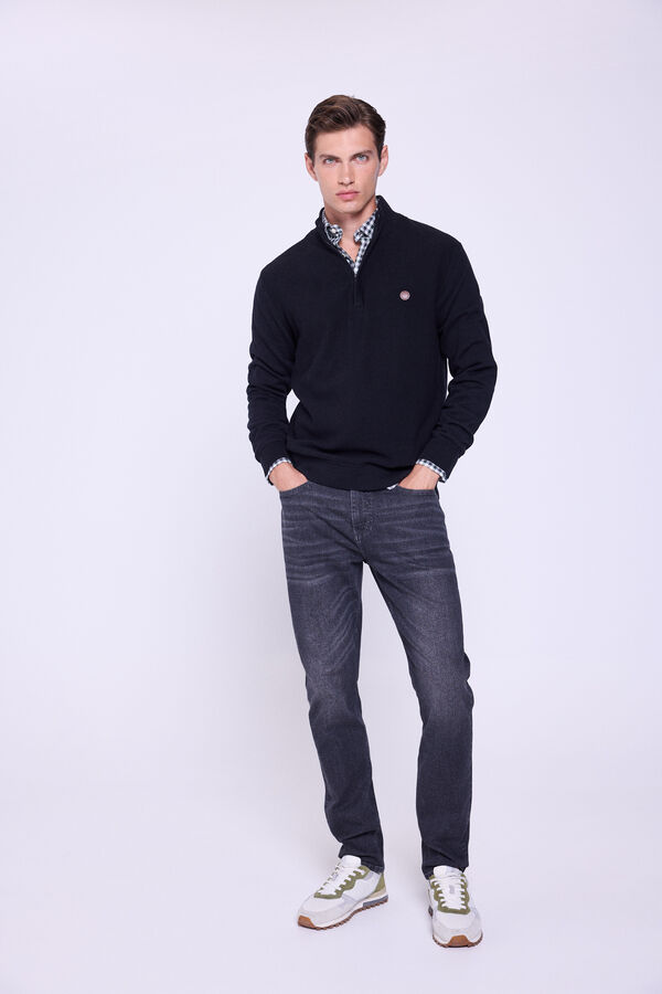 Milano Camisola de malha com meia fecho-éclair Preto