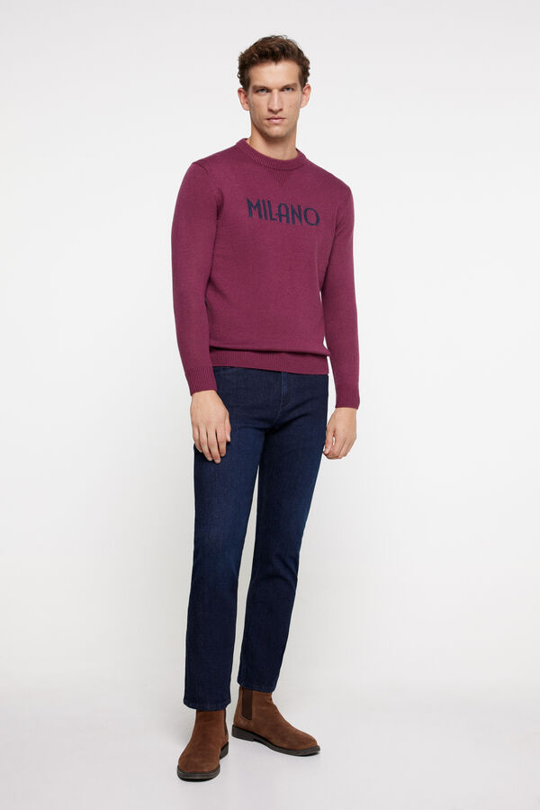 Milano Camisola gola caixa jacquard posicional Vinho