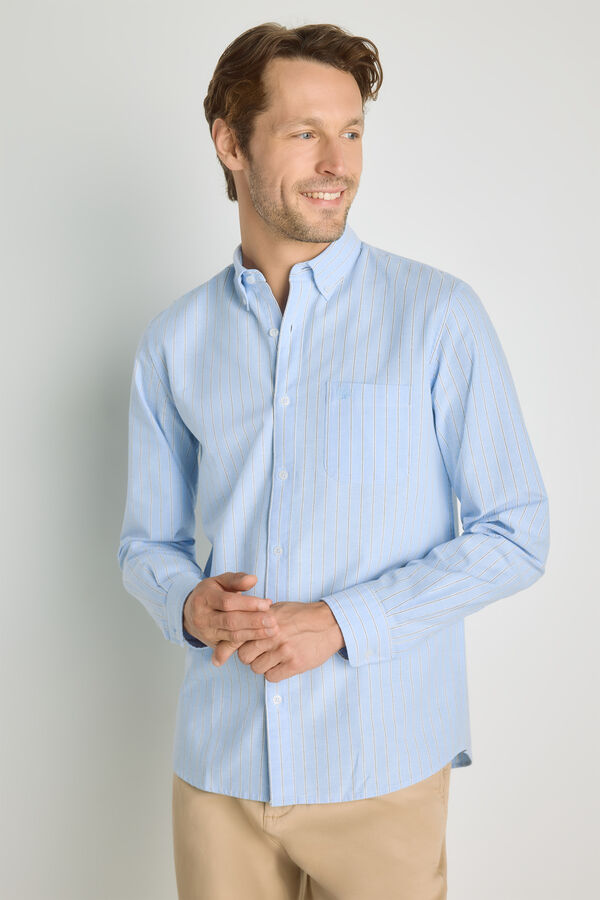 Springfield Camisa rayas manga larga Azul Claro