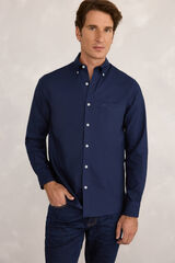 Pedro del Hierro Camisa Esportiva Oxford Marinho