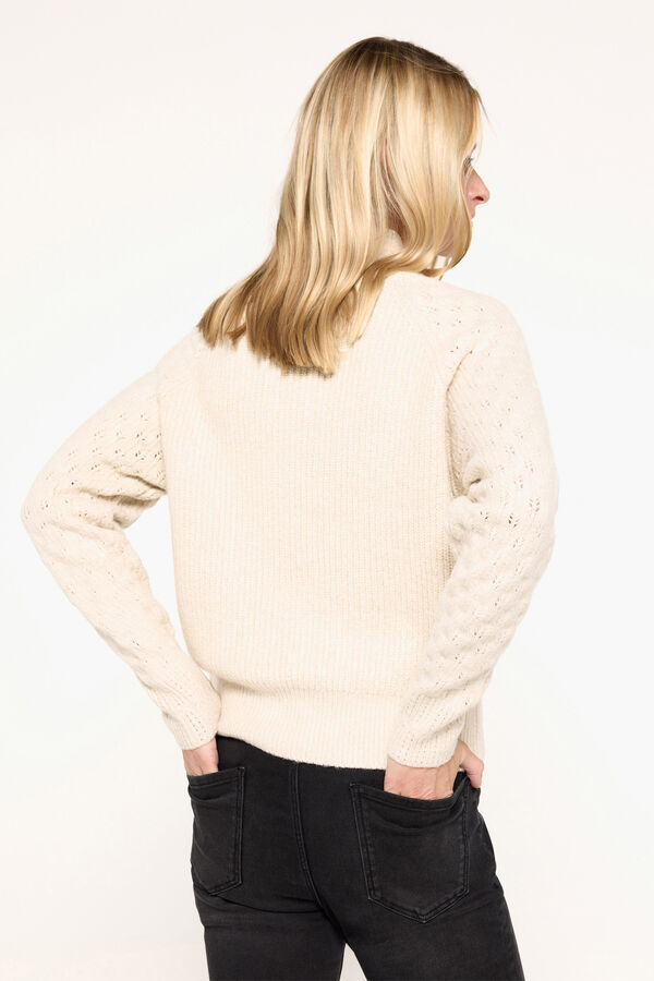 Milano Su&eacute;ter grosso de fio lurex perfurado Marfim