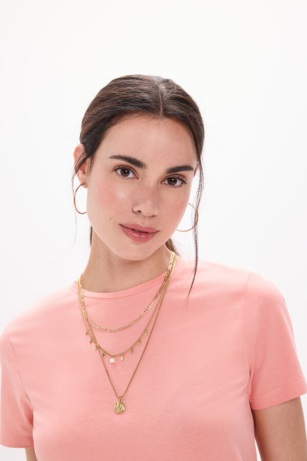 Milano Camiseta elástica de manga curta com soft touch Rosa