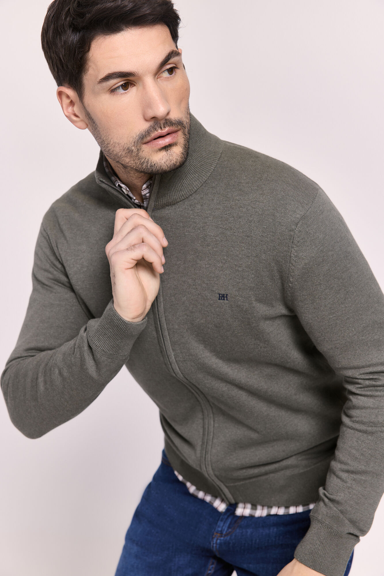 Pedro del Hierro Casaco de malha de algod&atilde;o com fecho-&eacute;clair