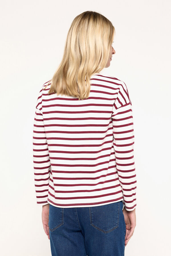 Milano Camiseta riscas pesada de algodão Marfim