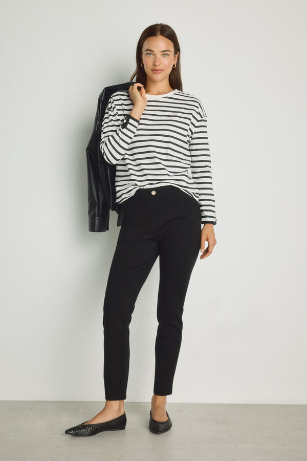 Milano Cal&ccedil;a slim fit confort&aacute;vel Preto