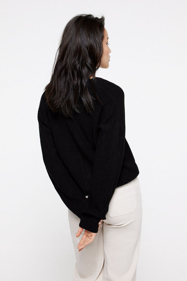 milano Casaco de malha bot&otilde;es Preto