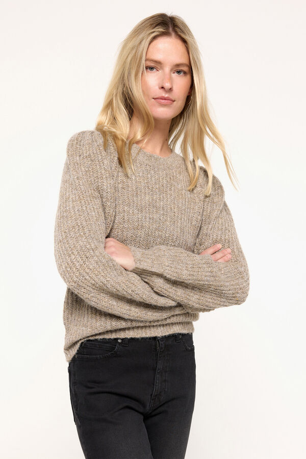 Milano Su&eacute;ter melange manga bufante Amarelo