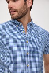 Fifty Outlet Camisa Lino Cuadros Azul marino