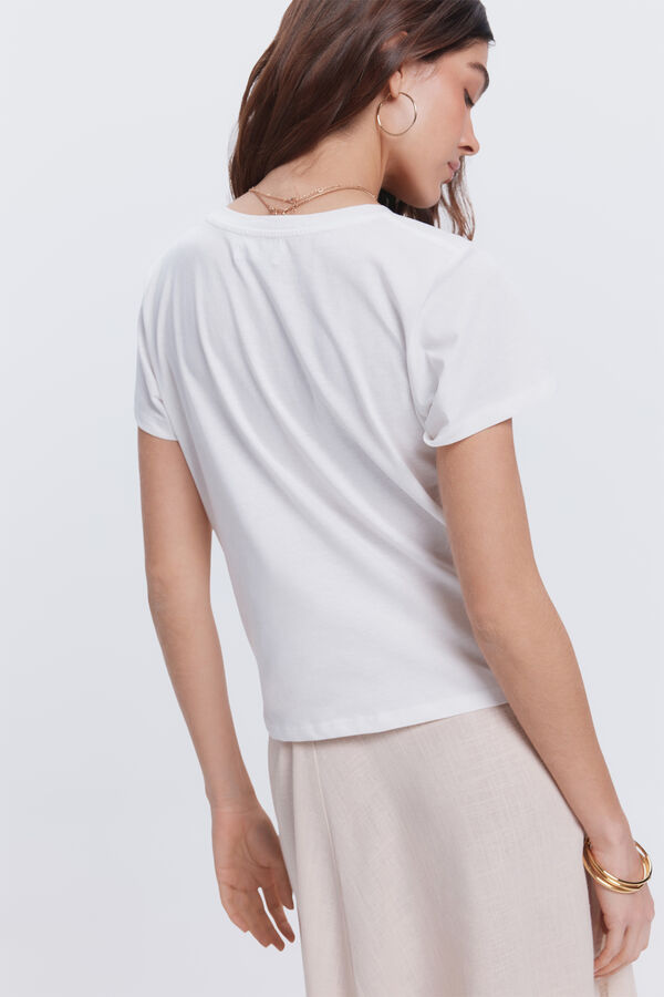 Milano manga curta com n&oacute; na baixo Marfim