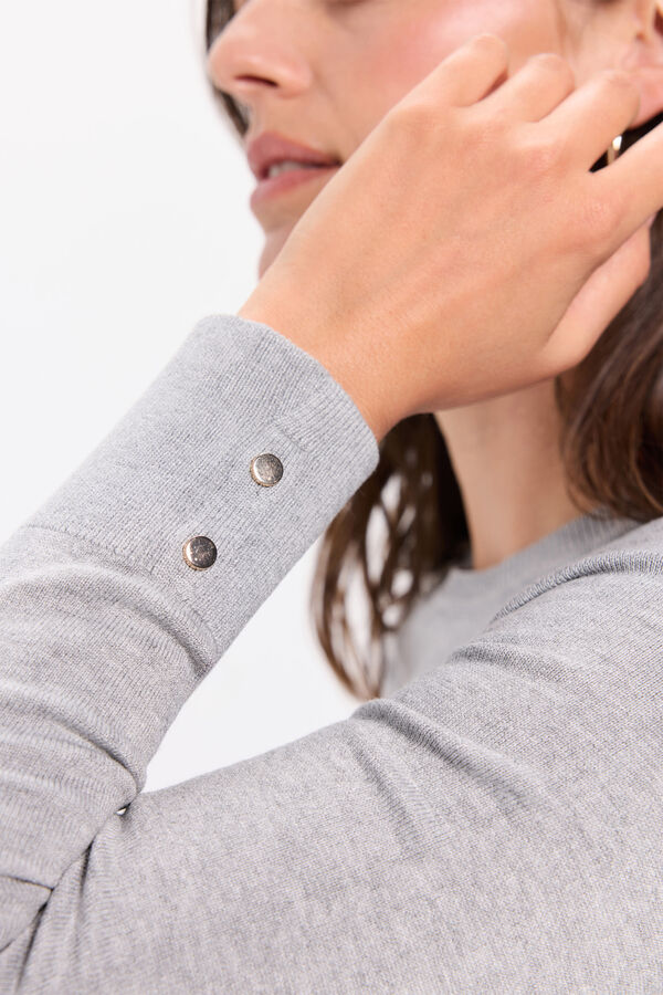 Milano Camisola básico de liso malha Cinza claro