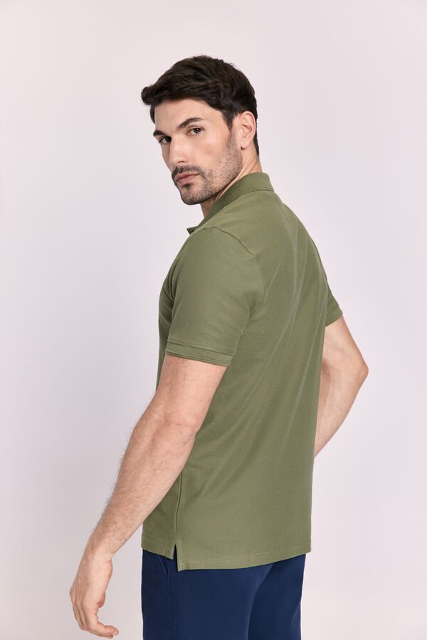 Milano Polo básico manga curta Cáqui escuro