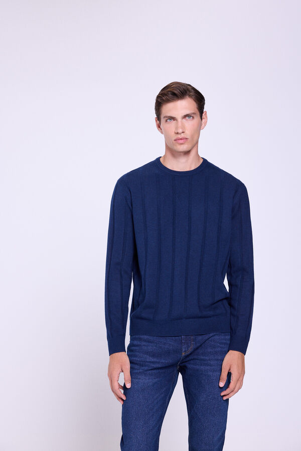 Milano Jersey Básico Rib Cuello Redondo Navy