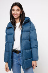 Milano Abrigo plum&iacute;fero capucha Azul