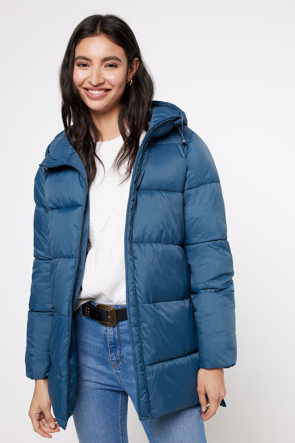 Milano Abrigo plum&iacute;fero capucha Azul