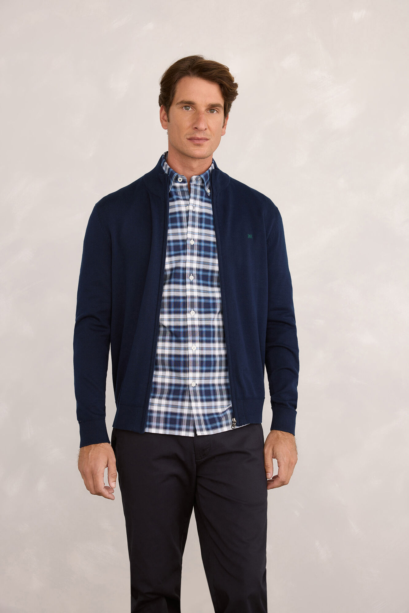 Pedro del Hierro Cardigan com fecho-&eacute;clair e logo