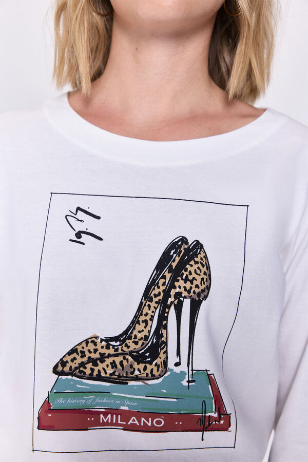 Milano T-shirt de manga com manga francesa Branco