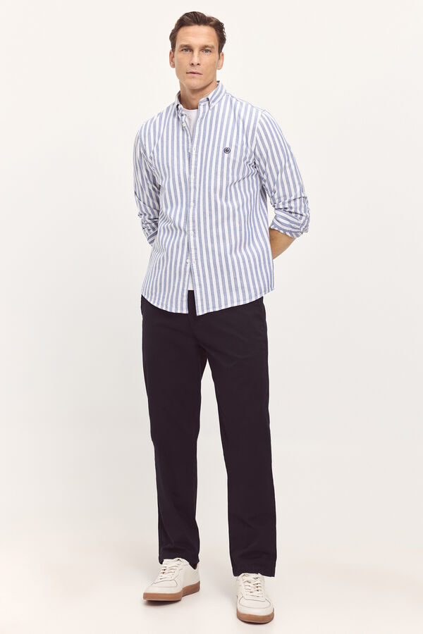 Springfield Camisa Oxford Rayas Azul Oscuro