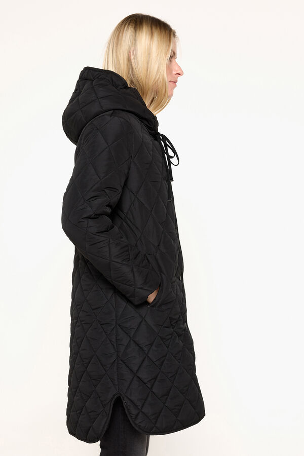 Milano Abrigo acolchado largo con capucha Negro