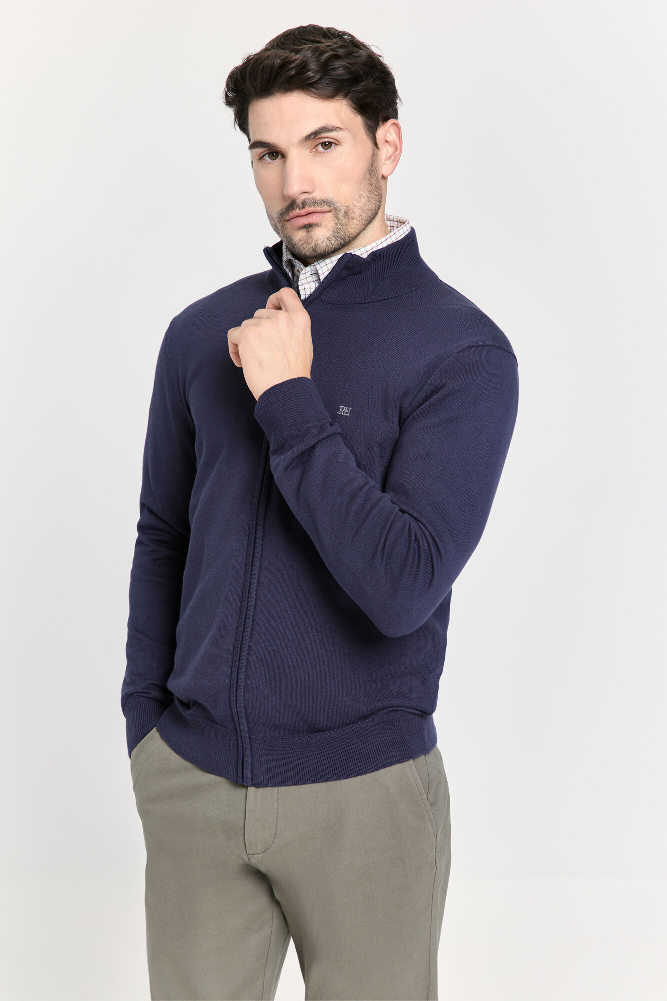 Pedro del Hierro Casaco de malha de algod&atilde;o com fecho-&eacute;clair