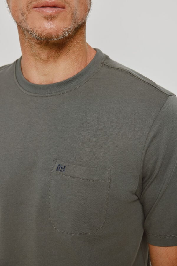 Pedro del Hierro T-shirt b&aacute;sica com logo bordado Cinza medio