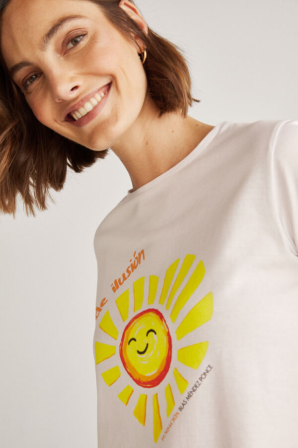 Fifty Outlet Camiseta mujer solidaria contra el cáncer infantil Blanco