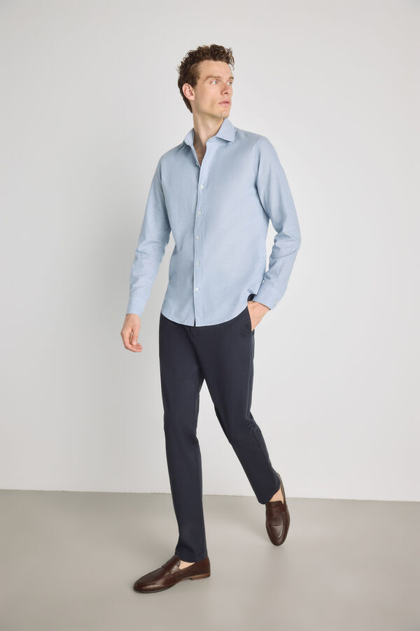 Pedro del Hierro Camisa lisa manga larga Azul Claro