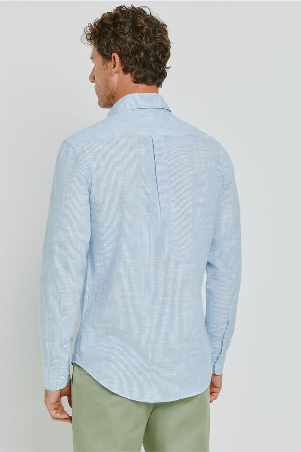 Milano Camisa de riscas de manga comprida Azul indigo