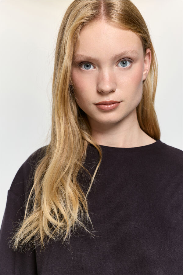 Milano T-shirt de polar malha com gola caixa Castanho