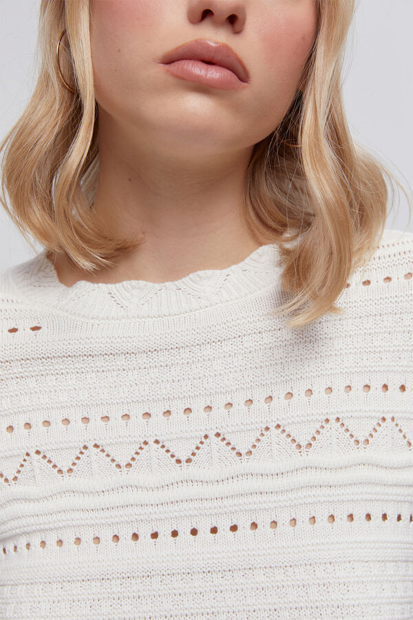 Milano Jersey algod&oacute;n estructura calada Marfil