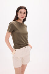 Milano Camiseta elástica de manga curta com soft touch Cáqui escuro