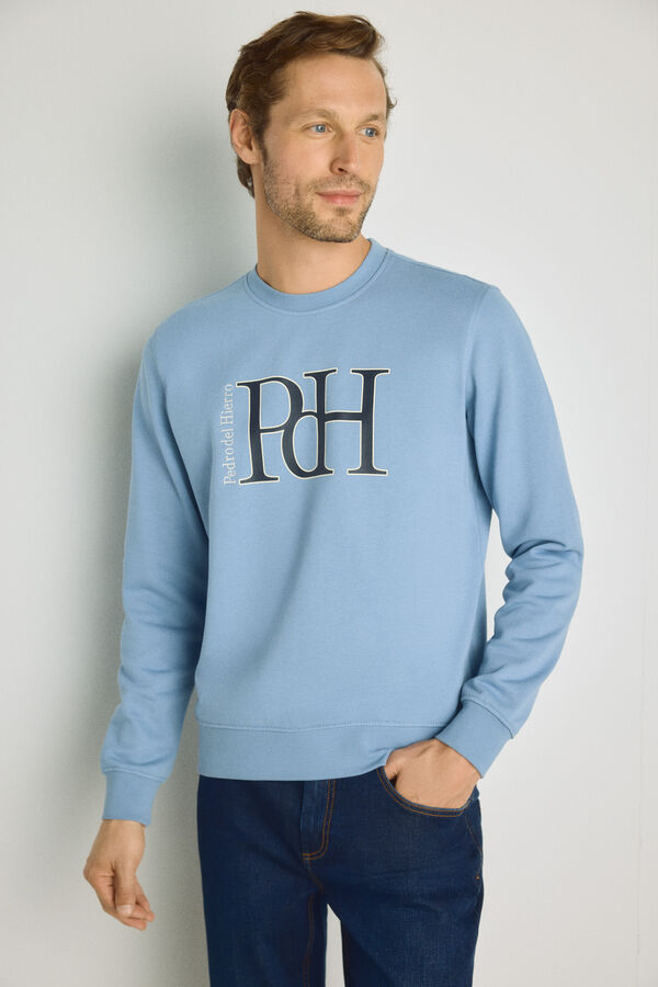 Pedro del Hierro Sweatshirt gola redonda com logo Azul
