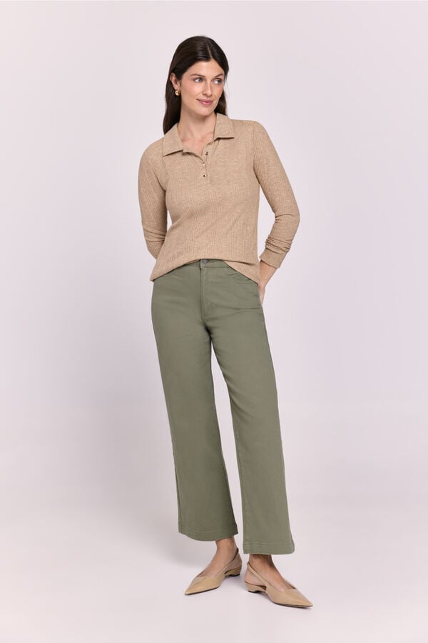 Milano Polo manga comprida Castanho