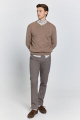 Milano Camisola básico com gola em V Camel