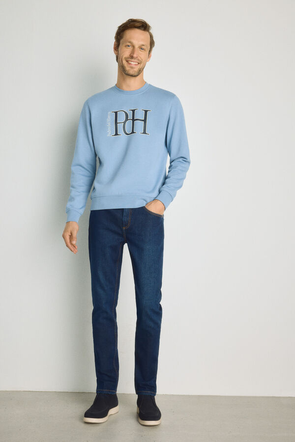 Pedro del Hierro Sweatshirt gola redonda com logo Azul