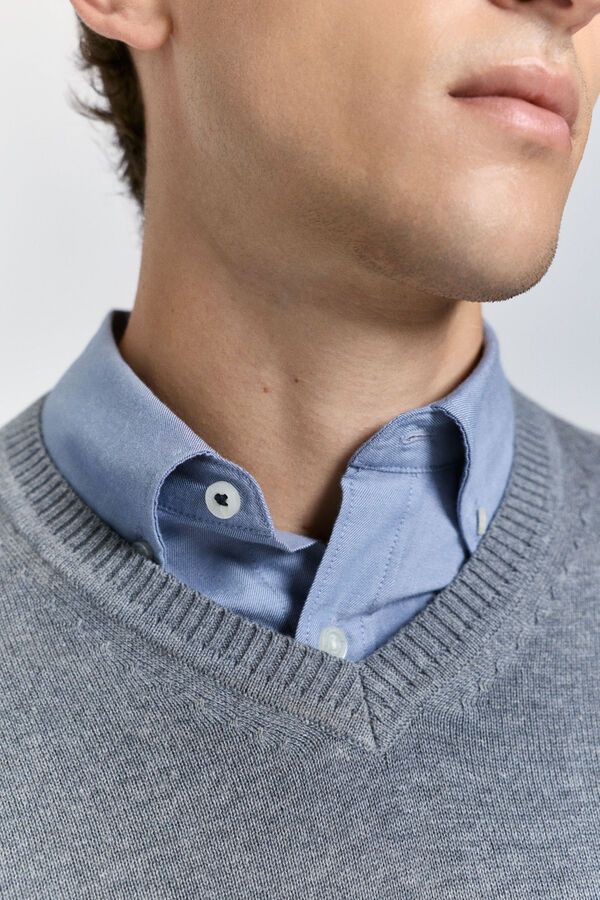 Pedro del Hierro Jersey básico cuello pico Gris Claro