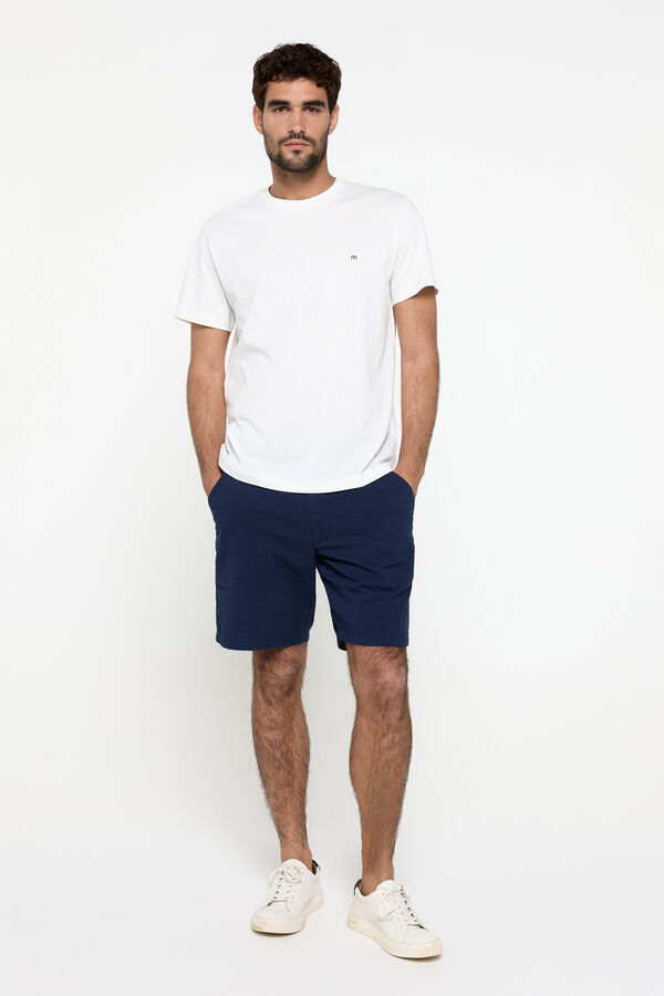 Fifty Outlet Bermuda seersucker color liso Navy