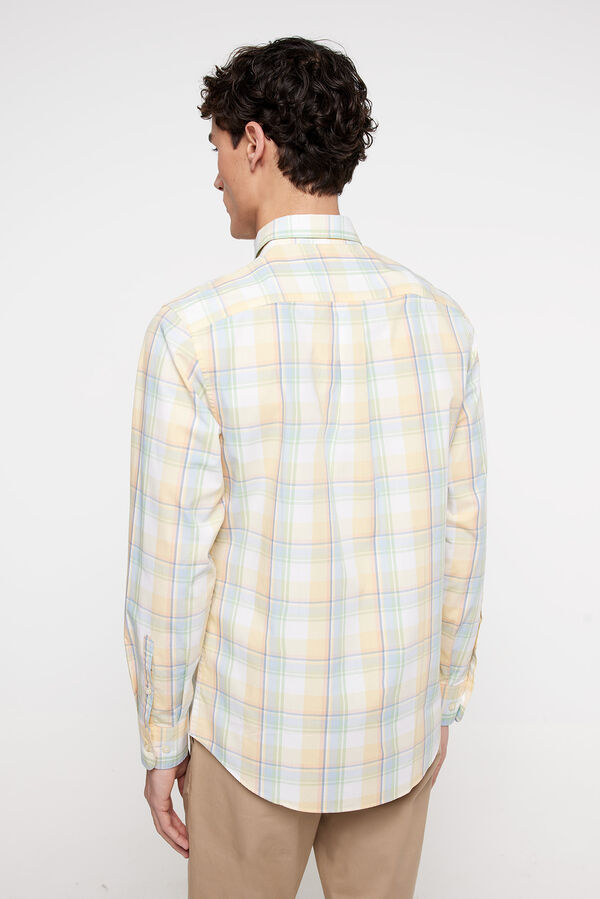 Fifty Outlet Camisa Chambray Cuadros Amarillo