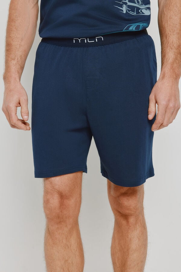 Milano Pijama de malha e tecido Marinho