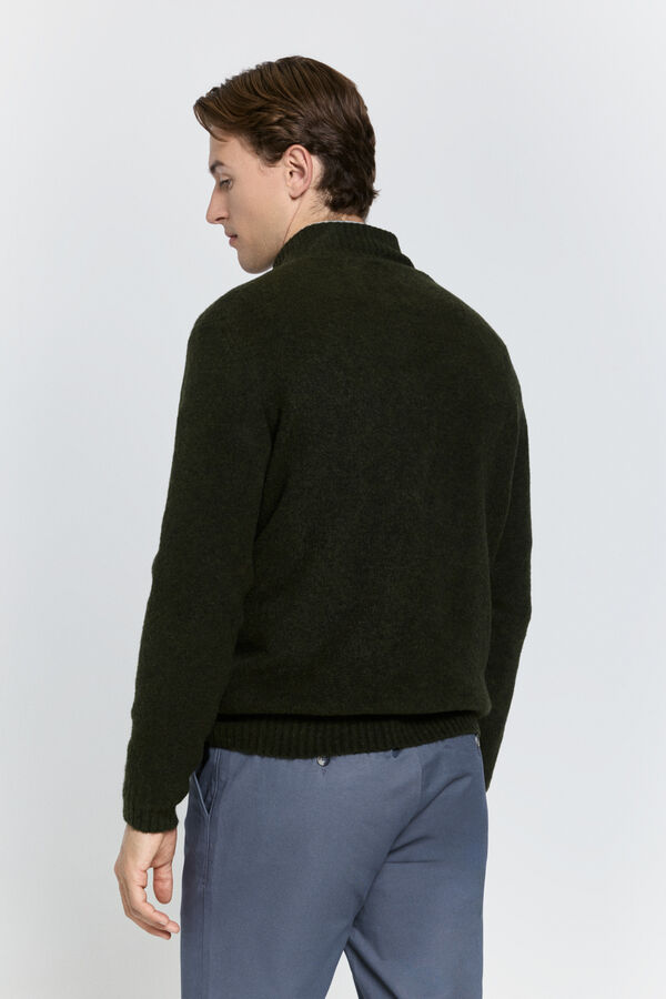 Milano Casaco de malha de malha com meia fecho-éclair Cáqui escuro