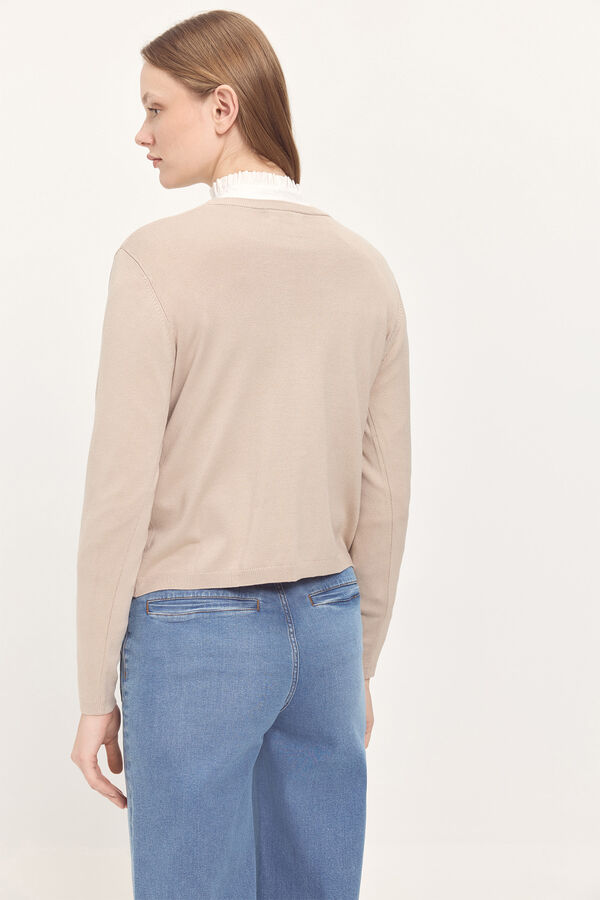 Milano Jaqueta de gola liso em malha Bege