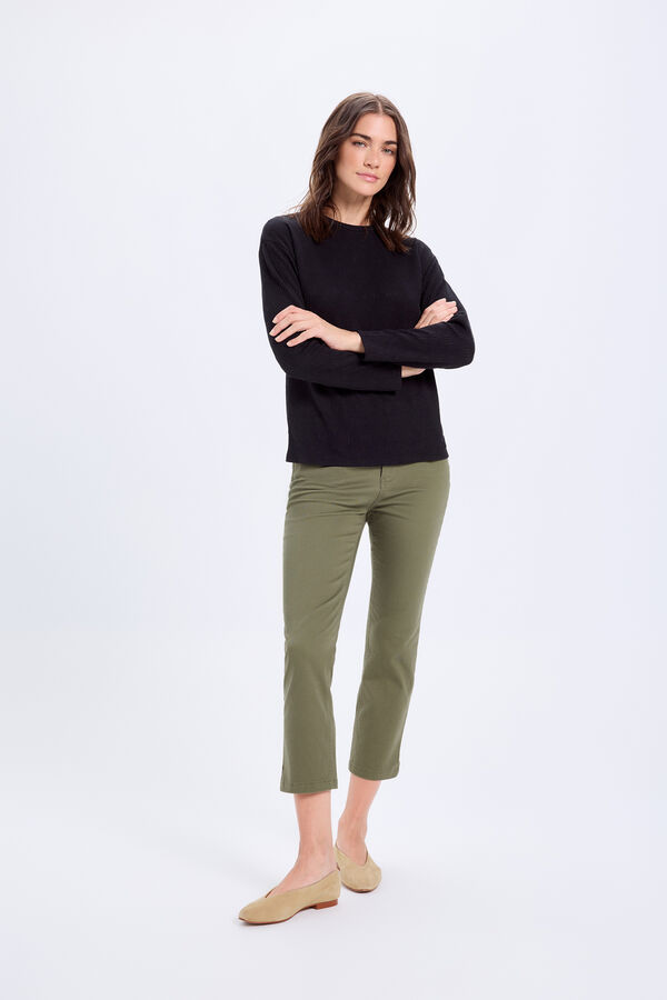 Milano Camiseta de manga comprida com qualidade estruturada Preto