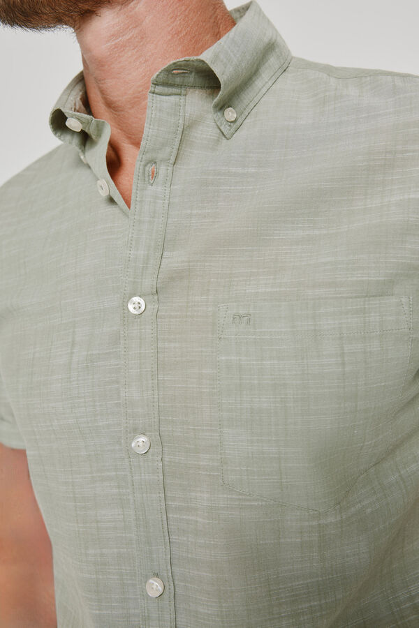 Milano Camisa lisa de manga curta C&aacute;qui