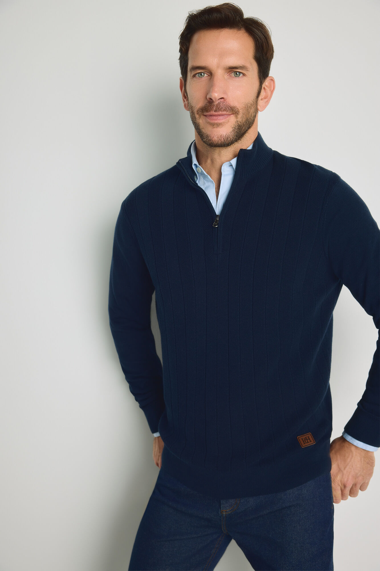 Pedro del Hierro Camisola gola semicisne com fecho-&eacute;clair