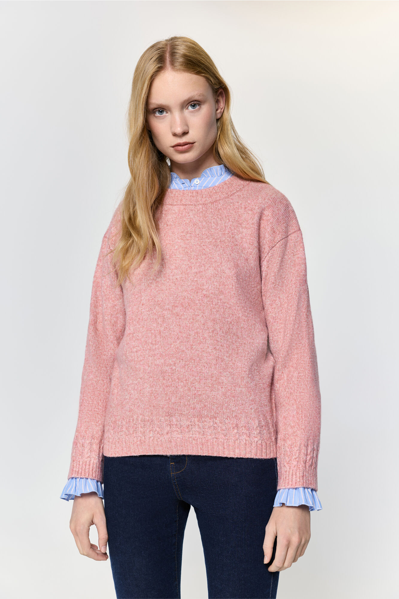 Milano Jersey cuello caja detalles trenzas