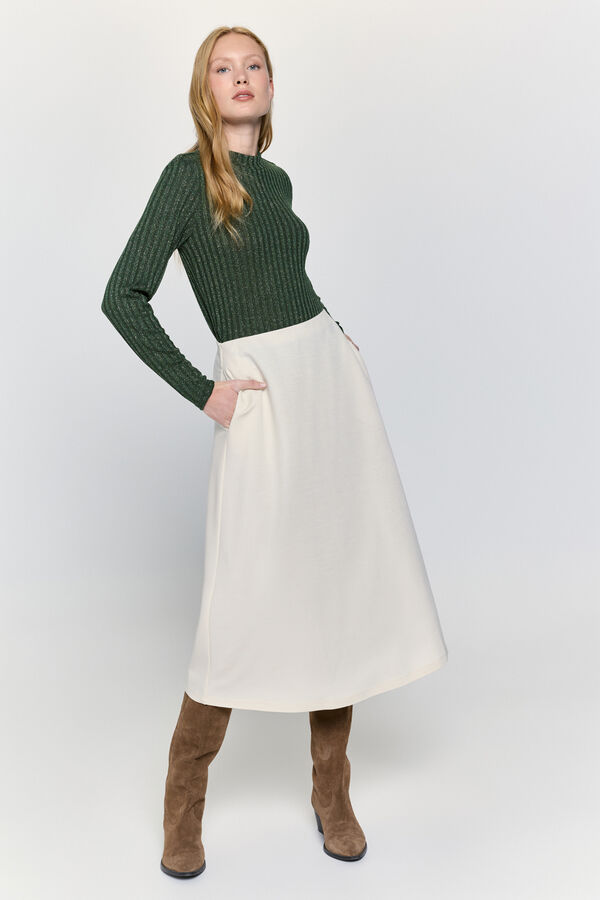 Milano T-shirt manga com tecido canelado e fio lurex Verde