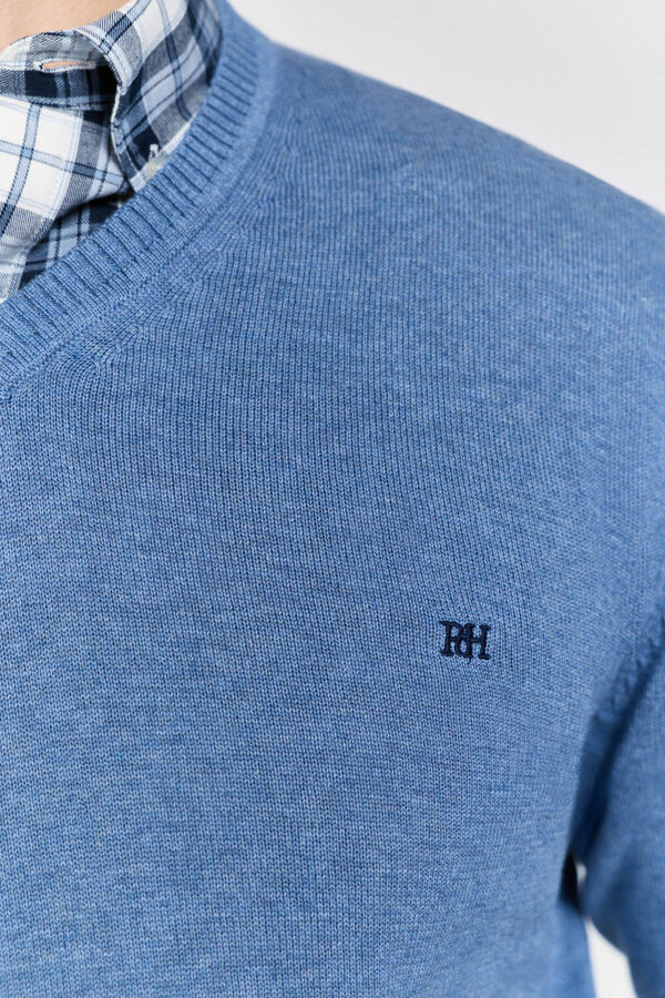 Pedro del Hierro Jersey básico cuello pico Azul