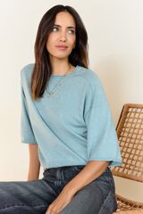 Milano Jersey cuello redondo manga corta Azul turquesa