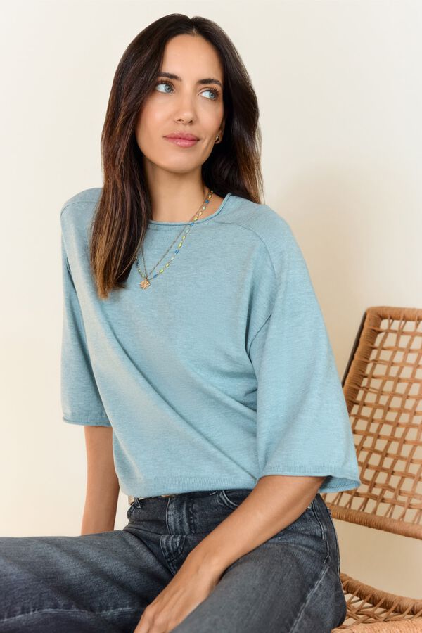 Milano Jersey cuello redondo manga corta Azul turquesa