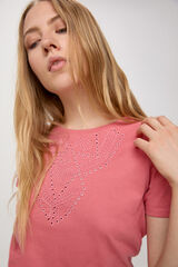 Fifty Outlet Camiseta Sostenible Bordado Rosa