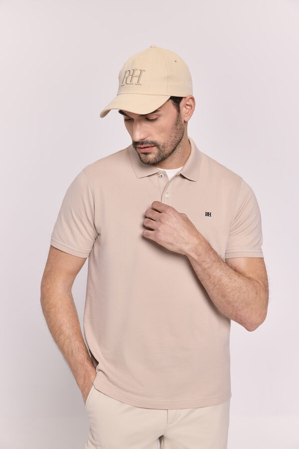 Pedro del Hierro Polo b&aacute;sico manga curta Camel